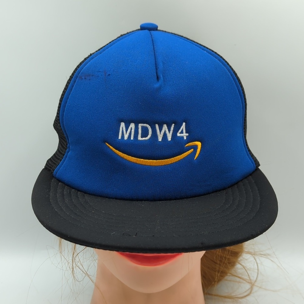 Amazon MDW4 Hat Blue Snapback Trucker Mesh Back  Foam Cap Employee District